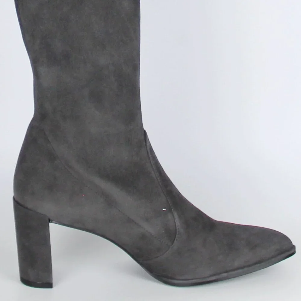 NEW Stuart Weitzman Landmark Pointed Toe Over the Knee Boots, Slate, US 10